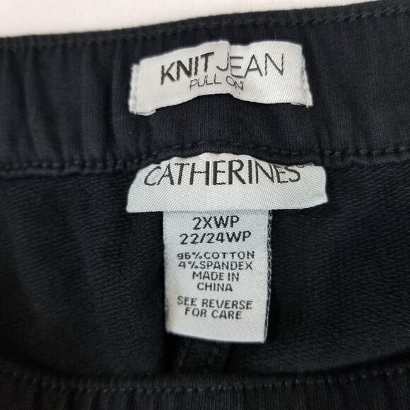 Catherines Knit Jean Pants Womens 2XWP 22/24WP Petite Black Pull On Stretch NWT - Picture 3 of 12